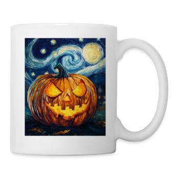 Kürbis Halloween Van Gogh Style Starry Night - Tasse - Weiß - Rechts