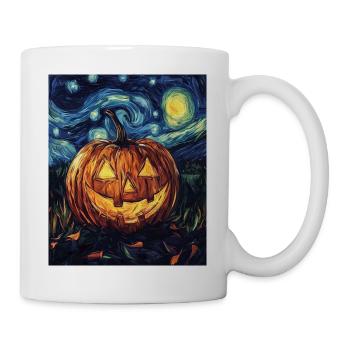 Kürbis Halloween Van Gogh Style Starry Night - Tasse - Weiß - Rechts