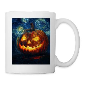 Kürbis Halloween Van Gogh Style Starry Night - Tasse - Weiß - Rechts