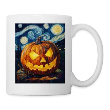 Kürbis Halloween Van Gogh Style Starry Night - Tasse - Weiß - Rechts