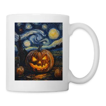 Kürbis Halloween Van Gogh Style Starry Night - Tasse - Weiß - Rechts