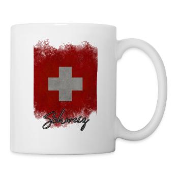 Flagge der Schweiz, Vintage Schweiz - Tasse - Weiß - Rechts