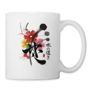Water Japan Calligraphy Flowers - Mug - white - Right