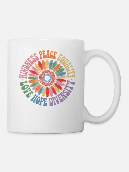 Sonnenblume Frieden Liebe Hoffnung Diversität - Tasse - Weiß