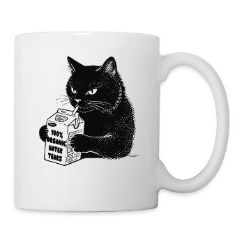 Mürrische Katze trinkt 'Hater Tears' - Tasse - Weiß - Rechts