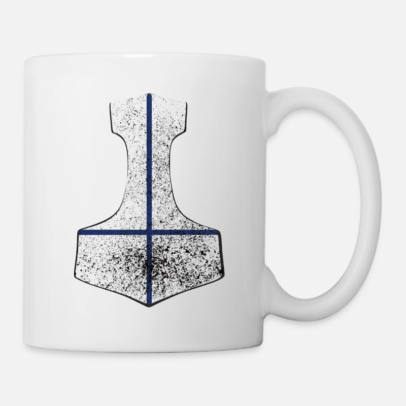 Thorhammer Finnland – Wikinger Nordic Design - Tasse - Weiß