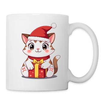 Cute cat Christmas with present - Mug - white - Right