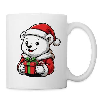 Ours polaire de Noël avec cadeau – Joli motif de Noël - Mug blanc - blanc - Droite