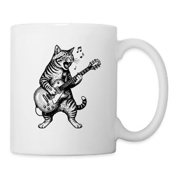 Singende Katze Gitarrenkunst - Tasse - Weiß - Rechts