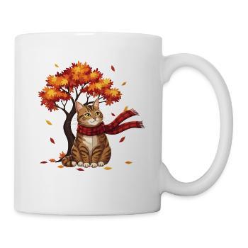 Cat Leaves Fall Thanksgiving Cozy Vibes - Mug - white - Right