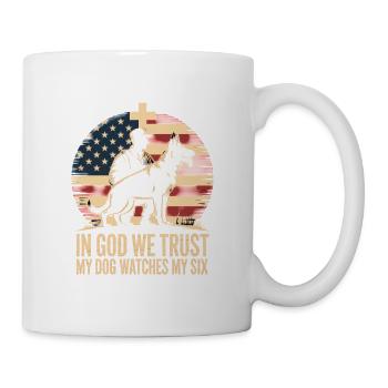 En Dieu, nous avons confiance : mon chien surveille mes six - Mug blanc - blanc - Droite