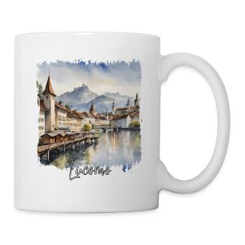 Aquarell aus Luzern, ich liebe Luzern - Tasse - Weiß - Rechts