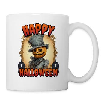 Happy Halloween – Pumpkin Head in Vintage Frame - Mug - white - Right