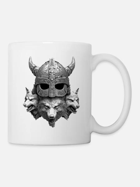 Wikinger Helm Wolf - Tasse - Weiß