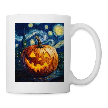 Kürbis Halloween Van Gogh Style Starry Night - Tasse - Weiß - Rechts