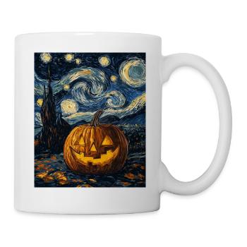 Kürbis Halloween Van Gogh Style Starry Night - Tasse - Weiß - Rechts