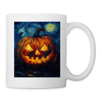 Kürbis Halloween Van Gogh Style Starry Night - Tasse - Weiß - Rechts