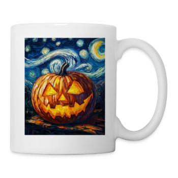 Kürbis Halloween Van Gogh Style Starry Night - Tasse - Weiß - Rechts
