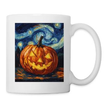 Kürbis Halloween Van Gogh Style Starry Night - Tasse - Weiß - Rechts