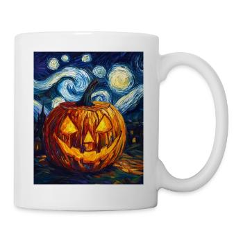 Kürbis Halloween Van Gogh Style Starry Night - Tasse - Weiß - Rechts