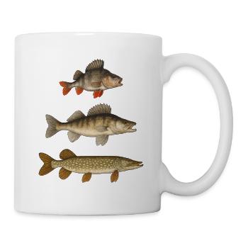 Hecht Zander Barsch Raubfische Angeln Angler - Tasse - Weiß - Rechts