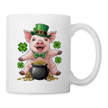Glücksschwein Kleeblatt - Tasse - Weiß - Rechts