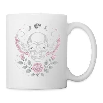 Gothic Skull with Moon Phases and Roses Design - Mug - white - Right