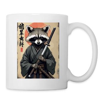 Raccoon Samurai in Kimono - Mug - white - Right
