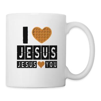I Love Jesus Waffle Heart Faith Design - Mug - white - Right
