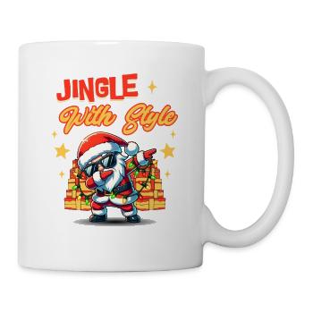 Weihnachtsmann und Schneemann Christmas Design - Tasse - Weiß - Rechts