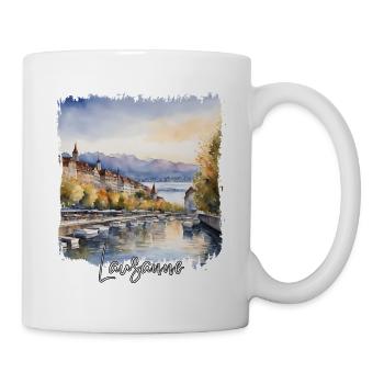 Lausanne Aquarell, Lausanne Schweiz - Tasse - Weiß - Rechts