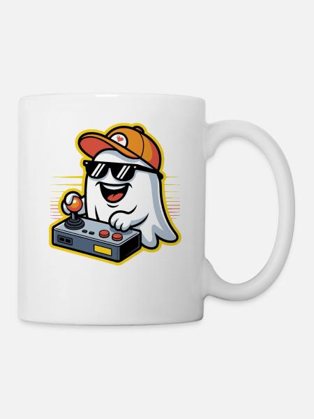Retro Gamer Halloween Geist - Tasse - Weiß