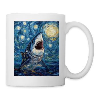 Shark Fish Van Gogh Style Starry Night - Mug - white - Right