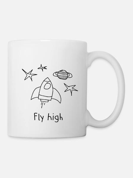 Fly High Rakete Space - Tasse - Weiß