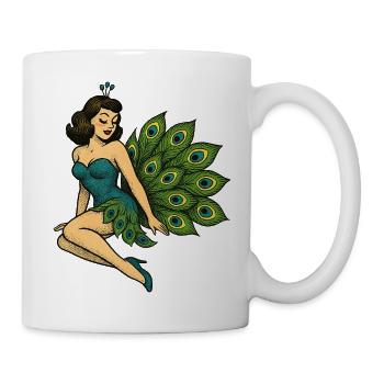 Peacock Pinup in Vintage Blue - Mug - white - Right