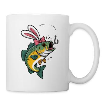 Lustige Ostern Fisch Kunst Angeln - Tasse - Weiß - Rechts