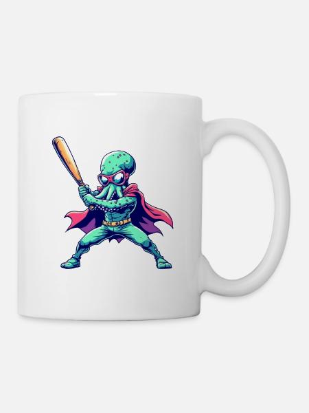 Baseball Oktopus Superheld - Tasse - Weiß