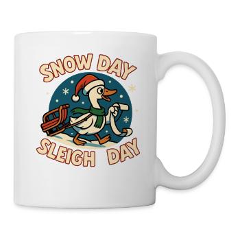 Jour de neige Traîneau Jour Oie Noël Drôle Père Noël - Mug blanc - blanc - Droite
