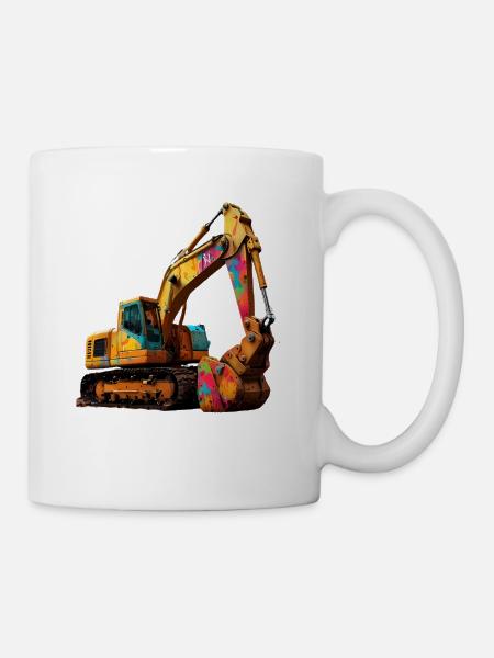 Farbexplosiver Bagger - Tasse - Weiß