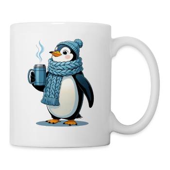Cuddly penguin with blue scarf - Mug - white - Right