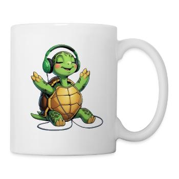 Music turtle with headphones - Mug - white - Right