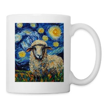 Schaf Van Gogh Style Starry Night - Tasse - Weiß - Rechts