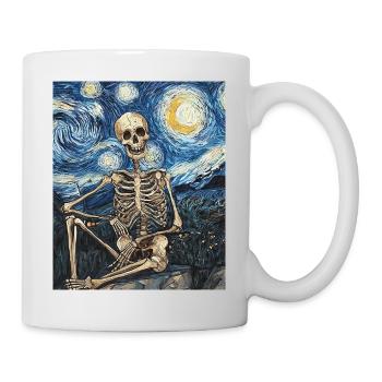Skeleton Halloween Van Gogh Style Starry Night - Mug - white - Right