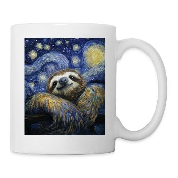 Faultier Van Gogh Style Starry Night - Tasse - Weiß - Rechts