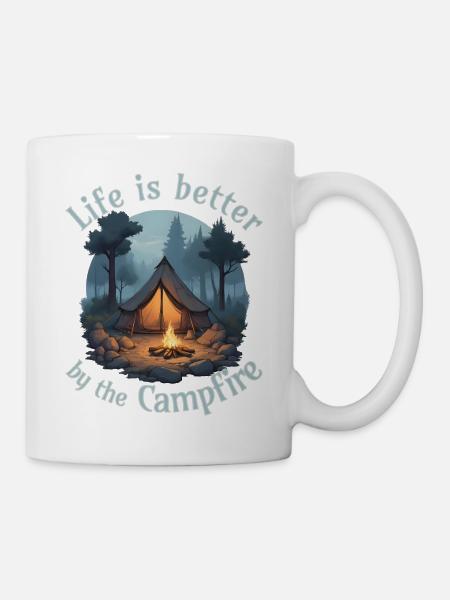Life is better by the campfire - Tasse - Weiß