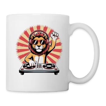 Lion DJ with headphones - Mug - white - Right