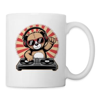 DJ Bär mit Kopfhörern - Tasse - Weiß - Rechts