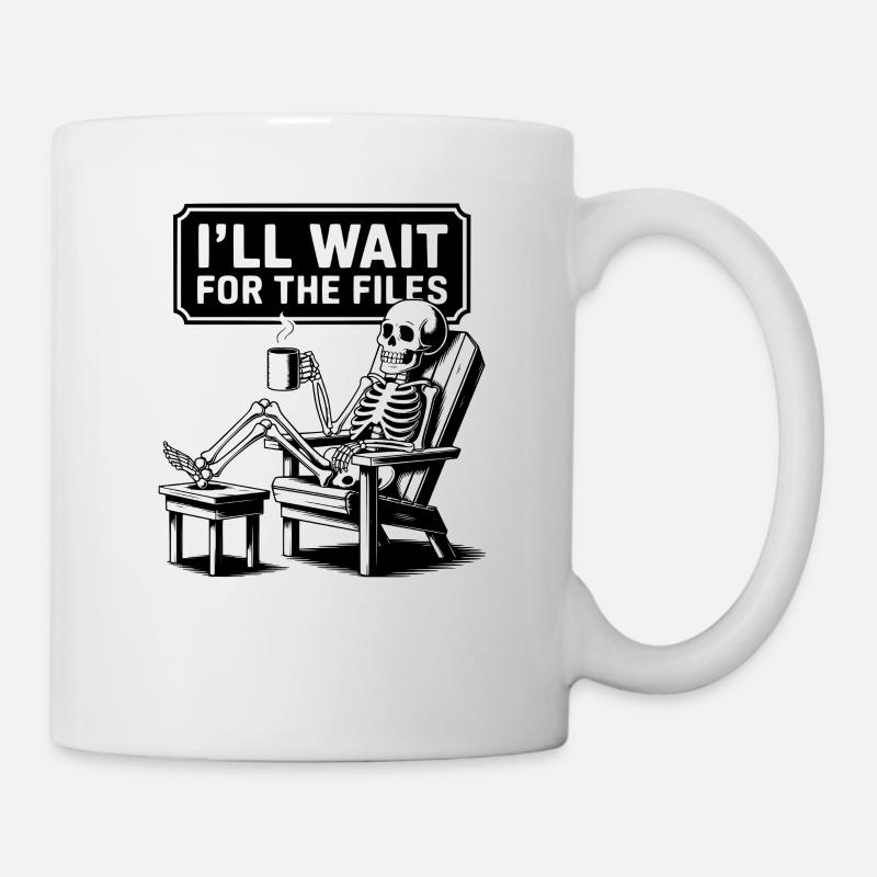 Bureau du chef de projet Squelette Meme en attente - Mug blanc - blanc
