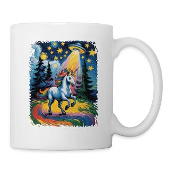 Glowing unicorn in a starry rush - Mug - white - Right