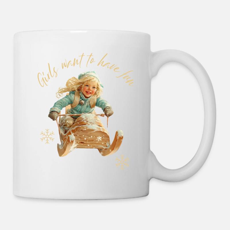 Les filles veulent s’amuser à faire de la luge - Mug blanc - blanc